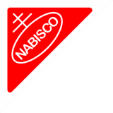 Red triangular Nabisco logo with white lettering and design.