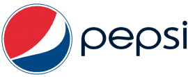 Pepsi logo with a red, white, and blue sphere and blue text.