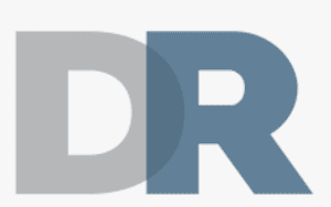 Logo with overlapping letters 'D' and 'R' in gray and blue.