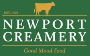 Newport Creamery logo with a cow and slogan.