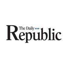 Logo of The Daily Republic newspaper in black and blue.