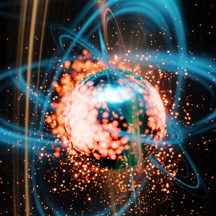 Nuclear fusion - 3d rendered image illustration  of a high-energy plasma core within a tokamak, symbolizing advanced nuclear fusion technology.
